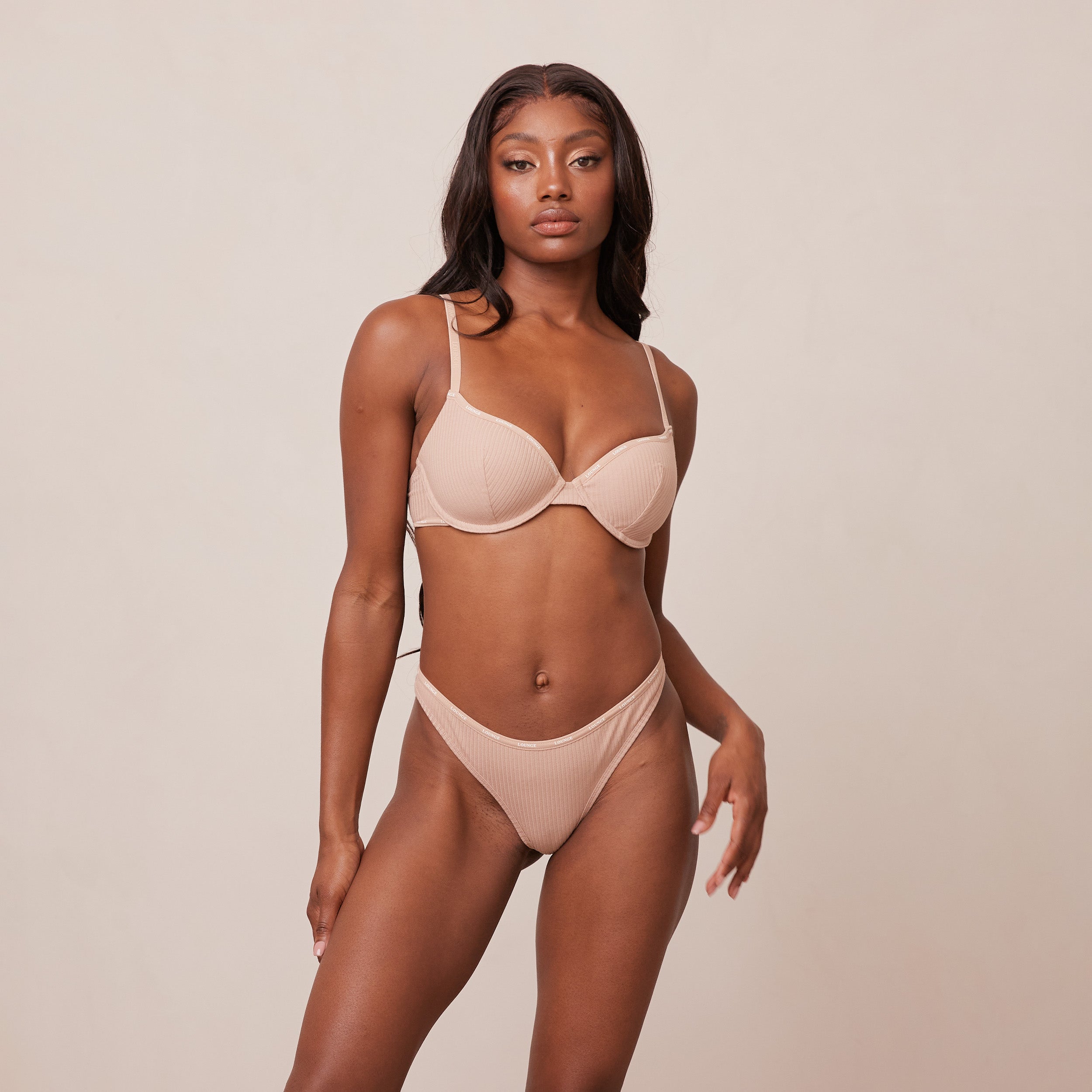 So Soft Ribbed T Shirt Bra Taupe