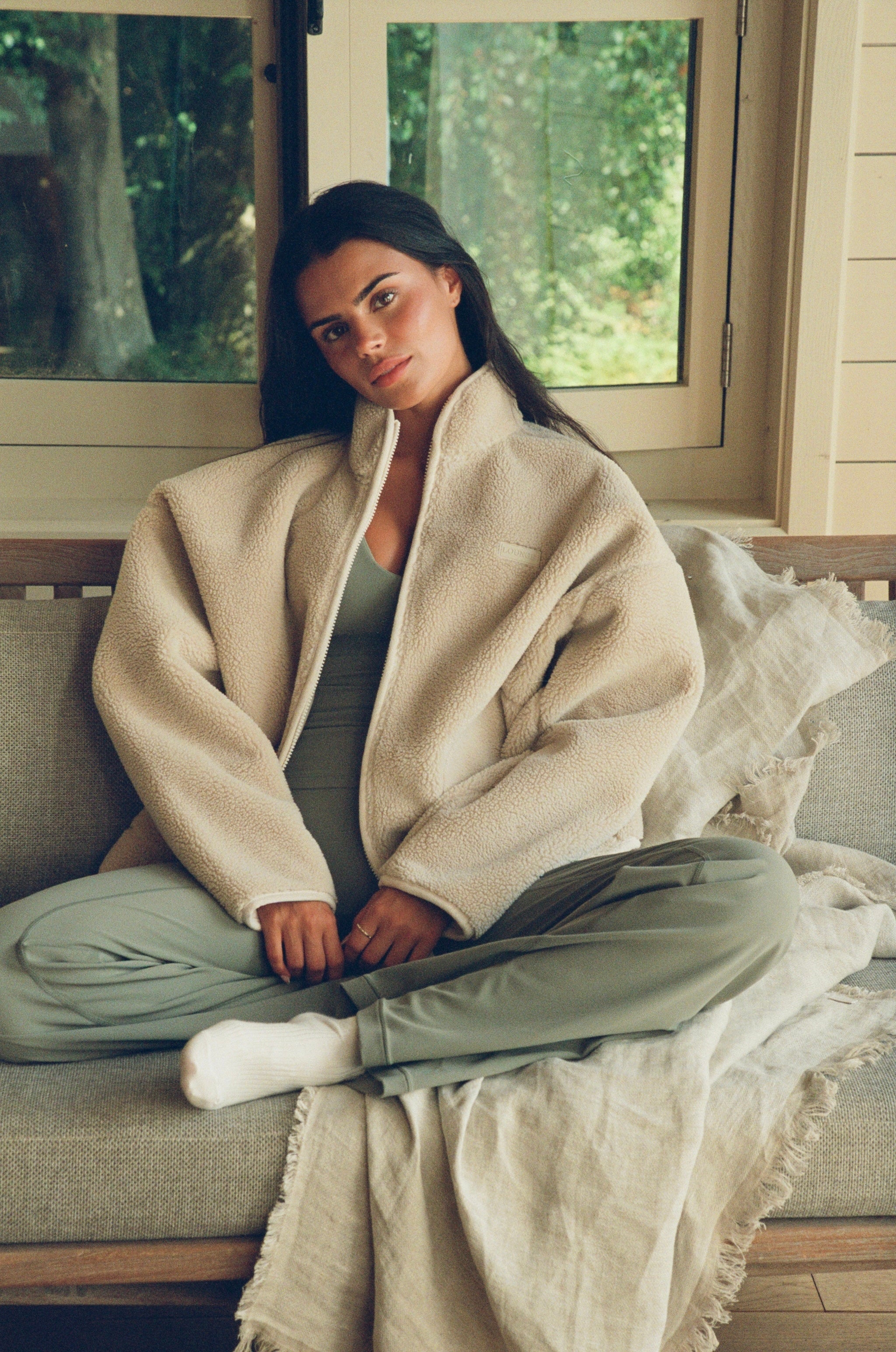 Zip-Up Borg Jacket | Zip-Up Borg Jacket - Cream