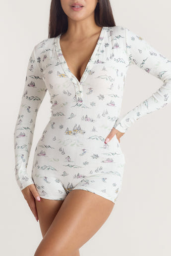 Alpine Dreams Pointelle Romper - Ski Print