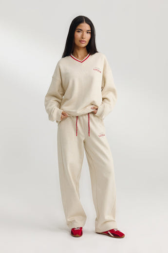 V-Neck Jumper - Oat Marl