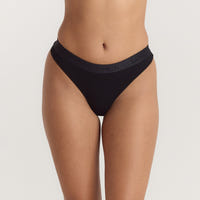 Soft Ribbed Thong - Black