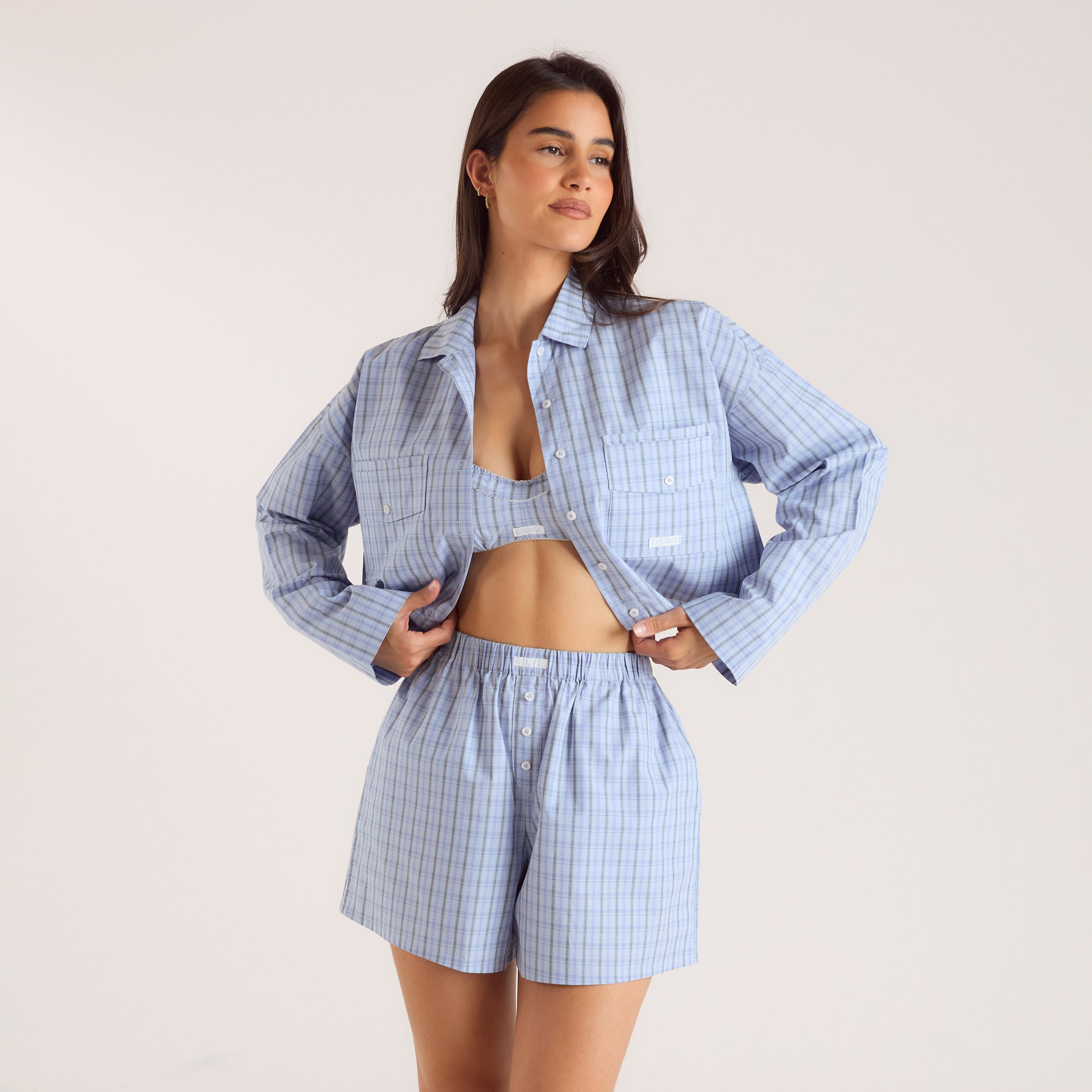 Checked Cotton Shirt - Blue