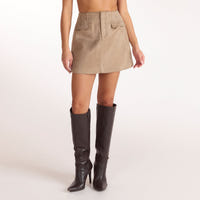 Woven A-Line Mini Skirt - Biscuit