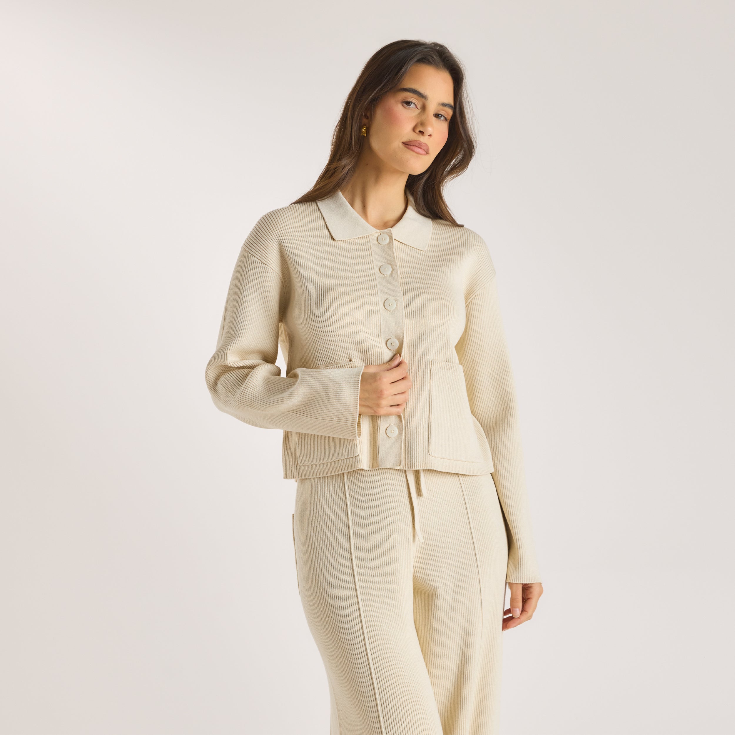 Knitted Oversized Shirt  | Knitted Oversized Shirt - Cream