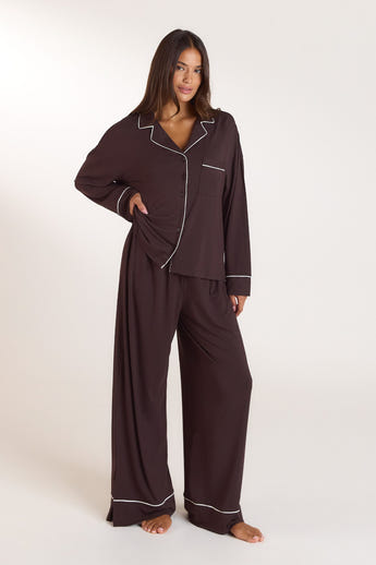 Modal Pyjama Shirt - Dark Chocolate alternate