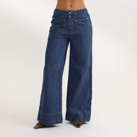 High-Waisted Wide-Leg Jeans - Blue