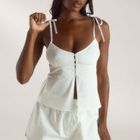 Bloom & Stripe Cami Pyjama Top - Sage