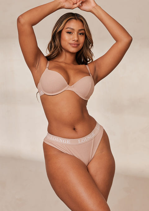 Ultra Comfort Ribbed T-Shirt Bra - Taupe – Lounge Underwear