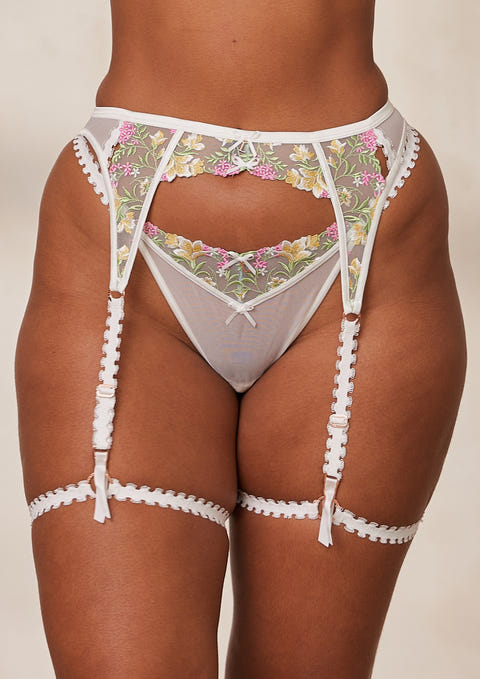 Azalea Intimates Thong & Suspender Belt (Set) - White