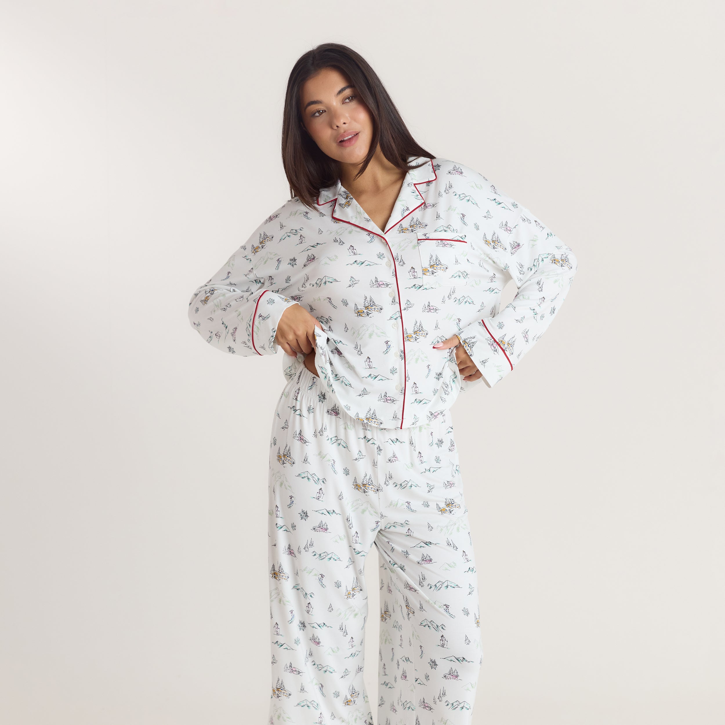 Alpine Dreams Pyjama Shirt - Ski Print alternate