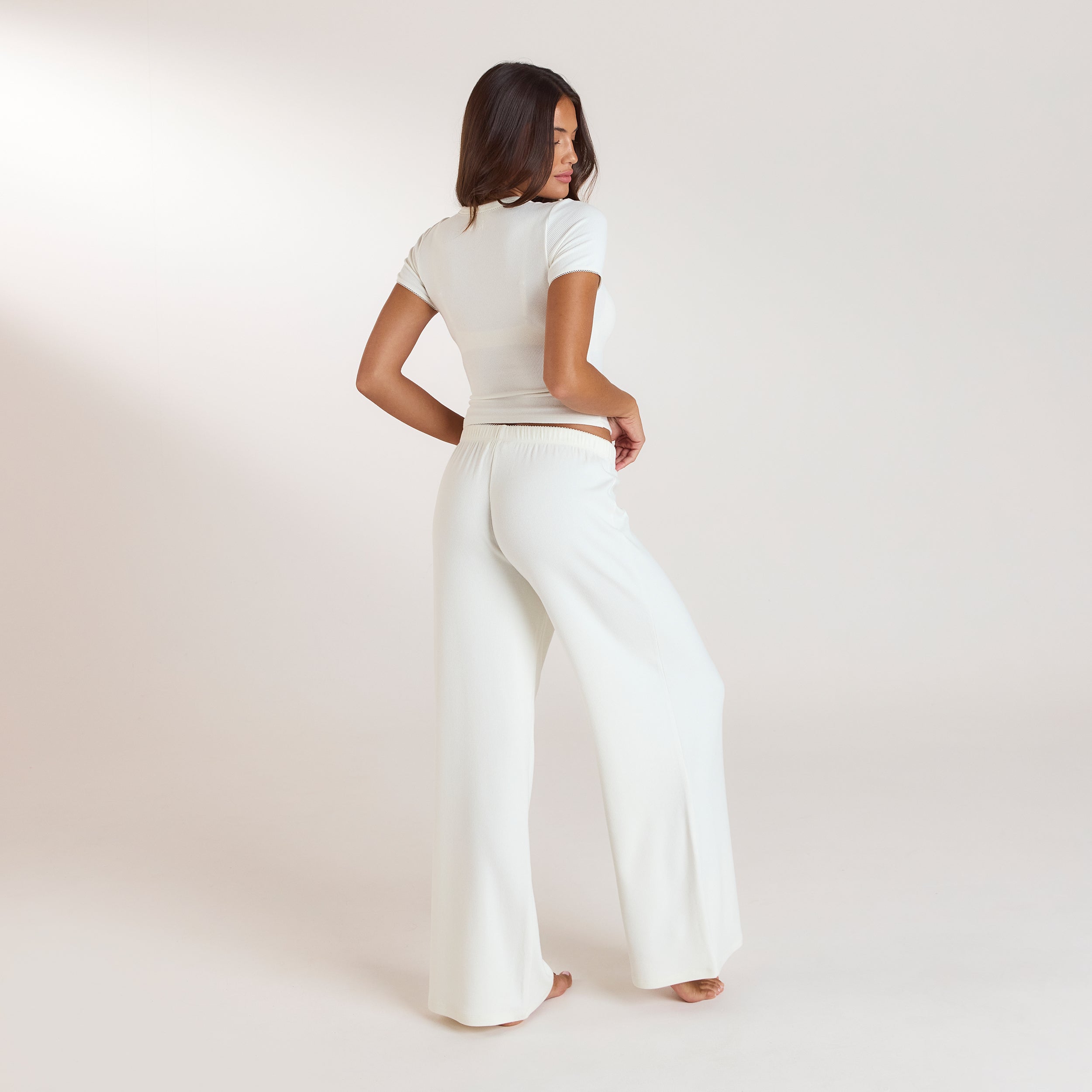 Ribbed Pyjama Bottoms | Ribbed Pyjama Bottoms - Cream