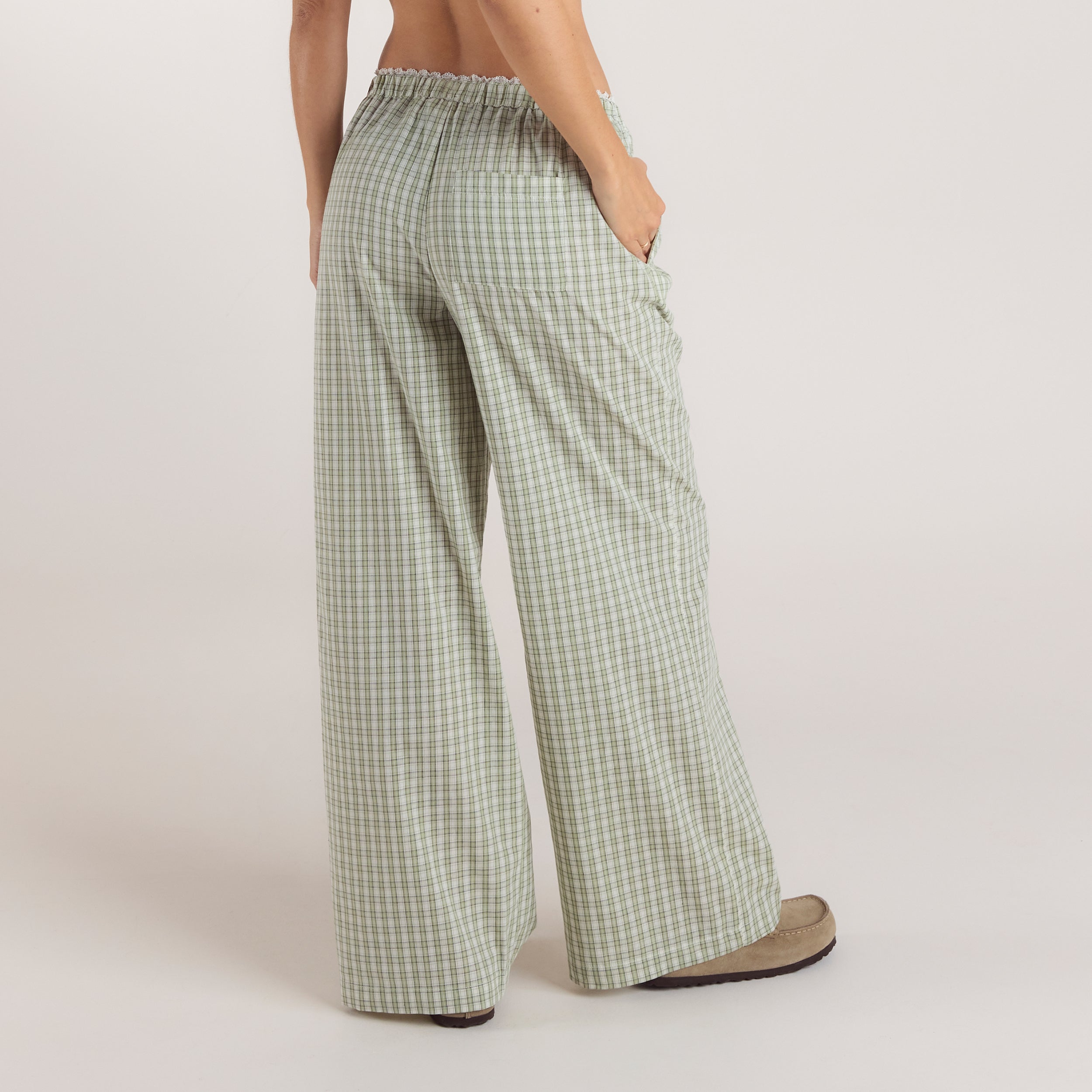 Check Cotton Trousers | Check Cotton Trousers - Green