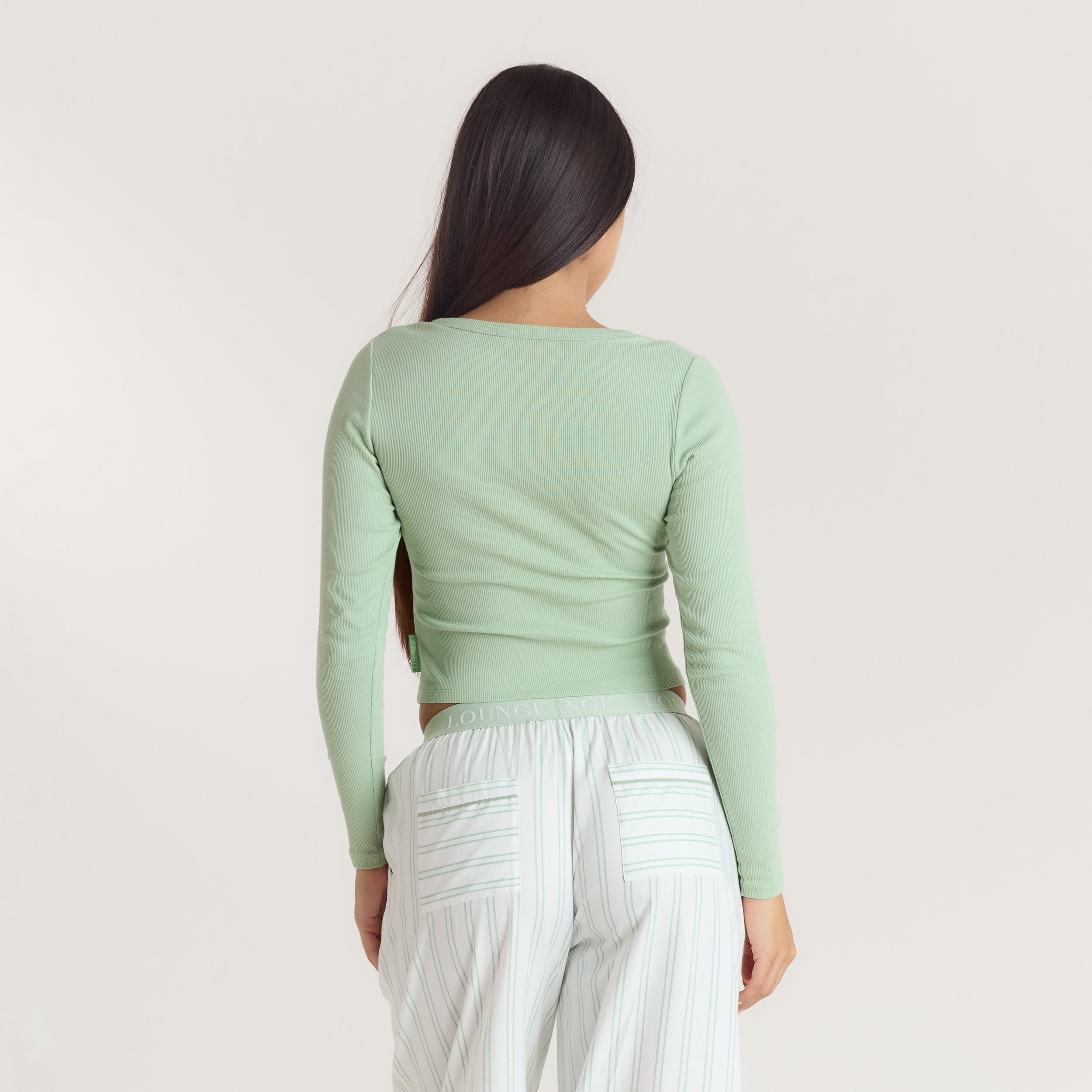 Mistletoe Henley Pyjama Top - Sage alternate