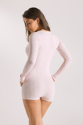 Pointelle Romper - Pink Floral alternate