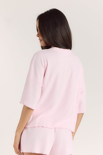 Soft Waffle Pyjama Top - Pink alternate