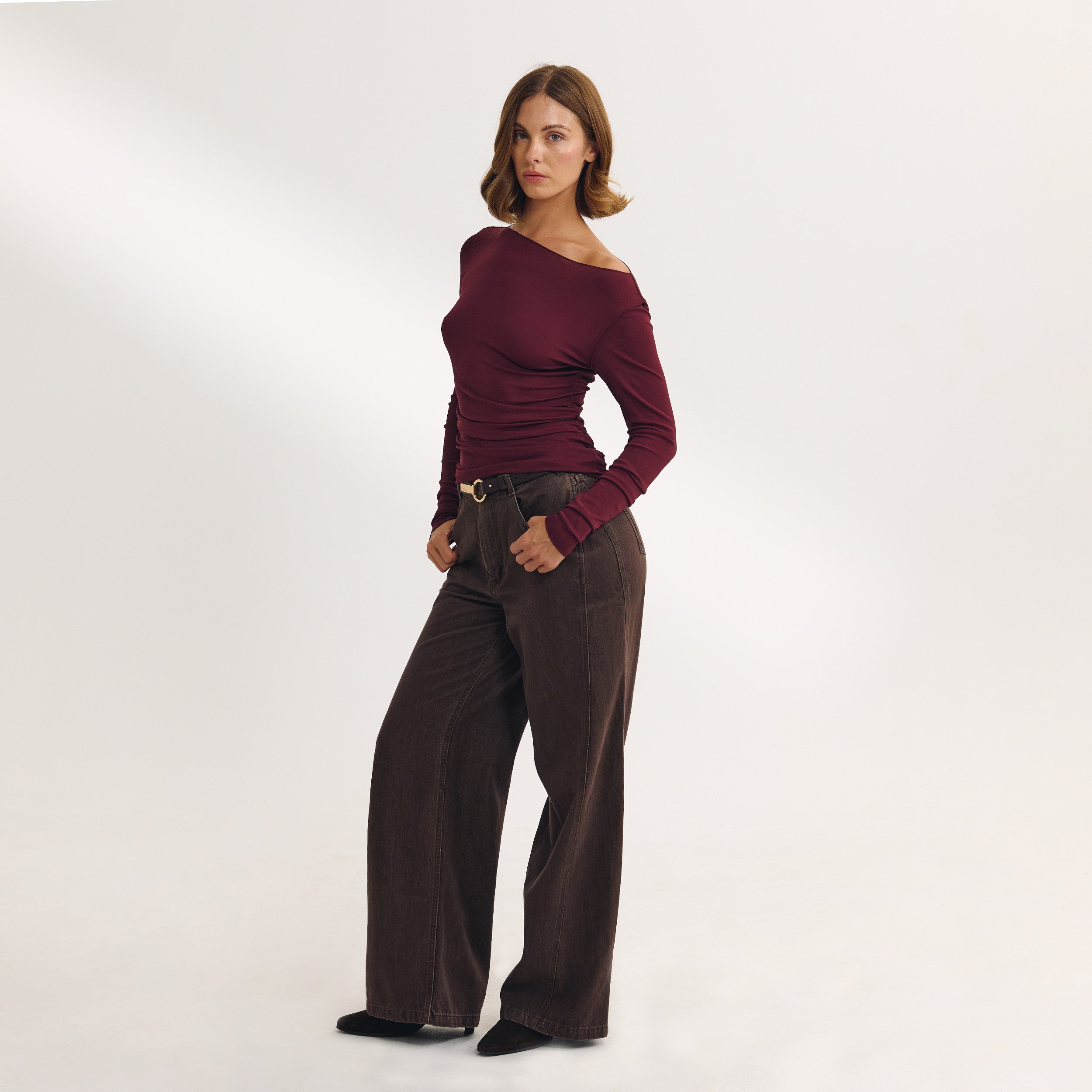 Slash Neck Top | Slash Neck Top - Cherry Lacquer