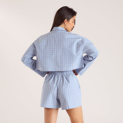 Checked Cotton Shirt - Blue alternate