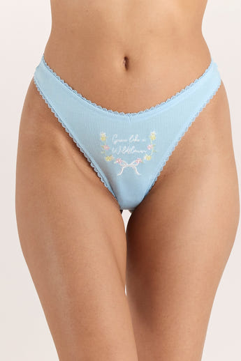 Grow Like a Wildflower Thong - Blue alternate