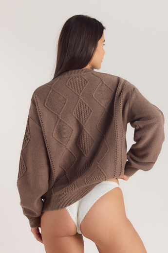 Cable-Knit Jumper - Brown alternate