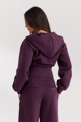 Fitted-Waist Zip-Up Hoodie - Cherry Lacquer alternate