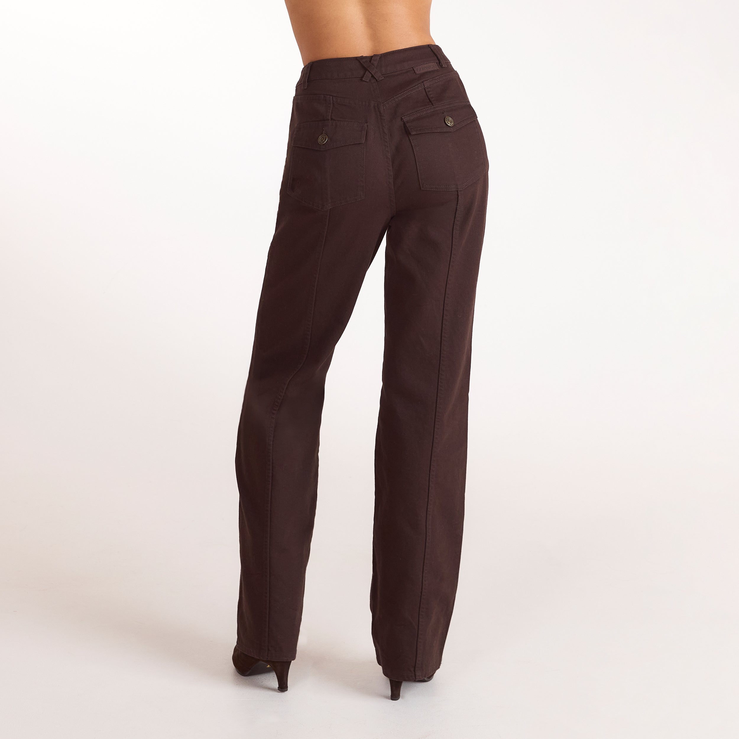 Denim Straight-Leg Jeans - Chocolate alternate