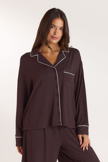 Modal Pyjama Shirt - Dark Chocolate