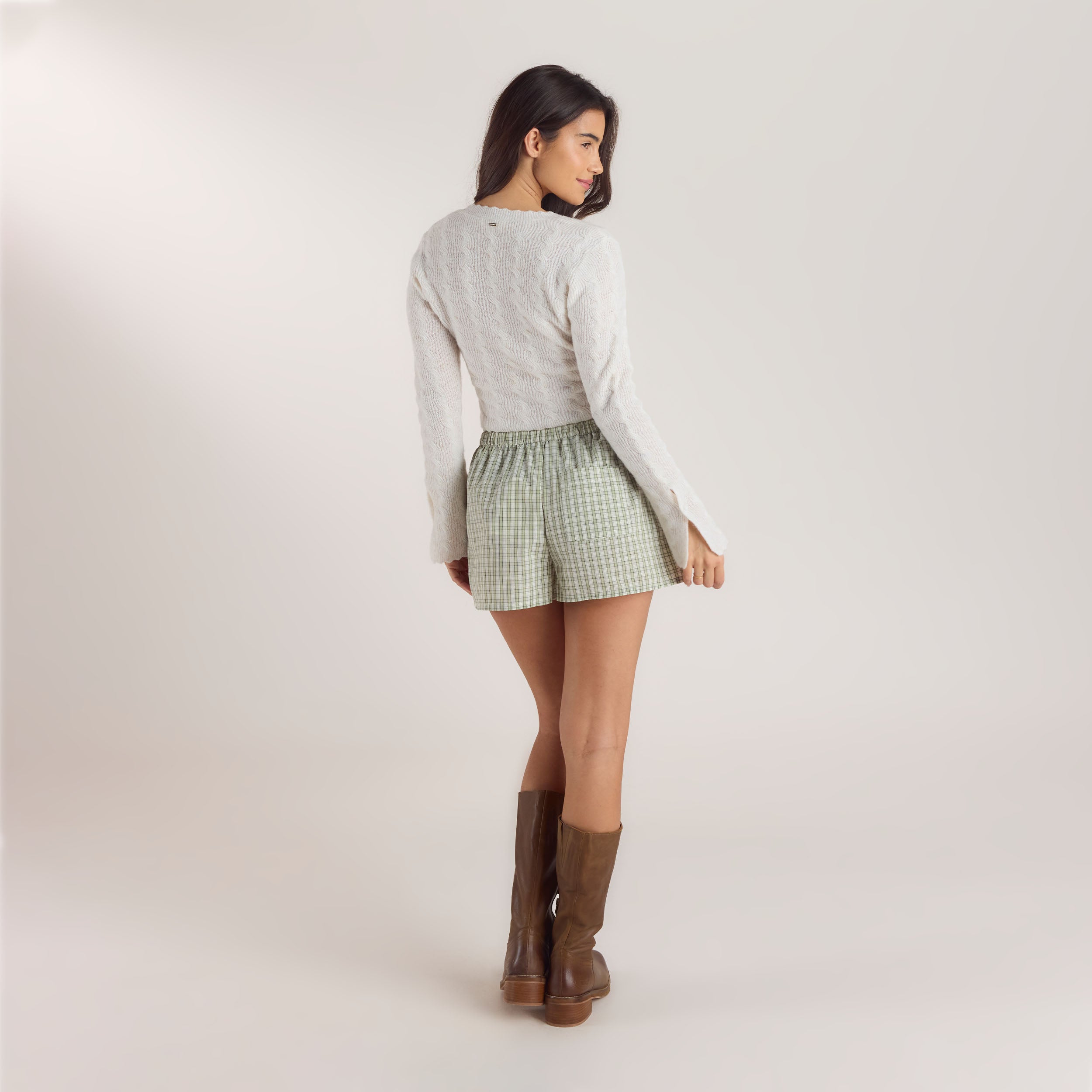 Check Cotton Shorts - Green alternate