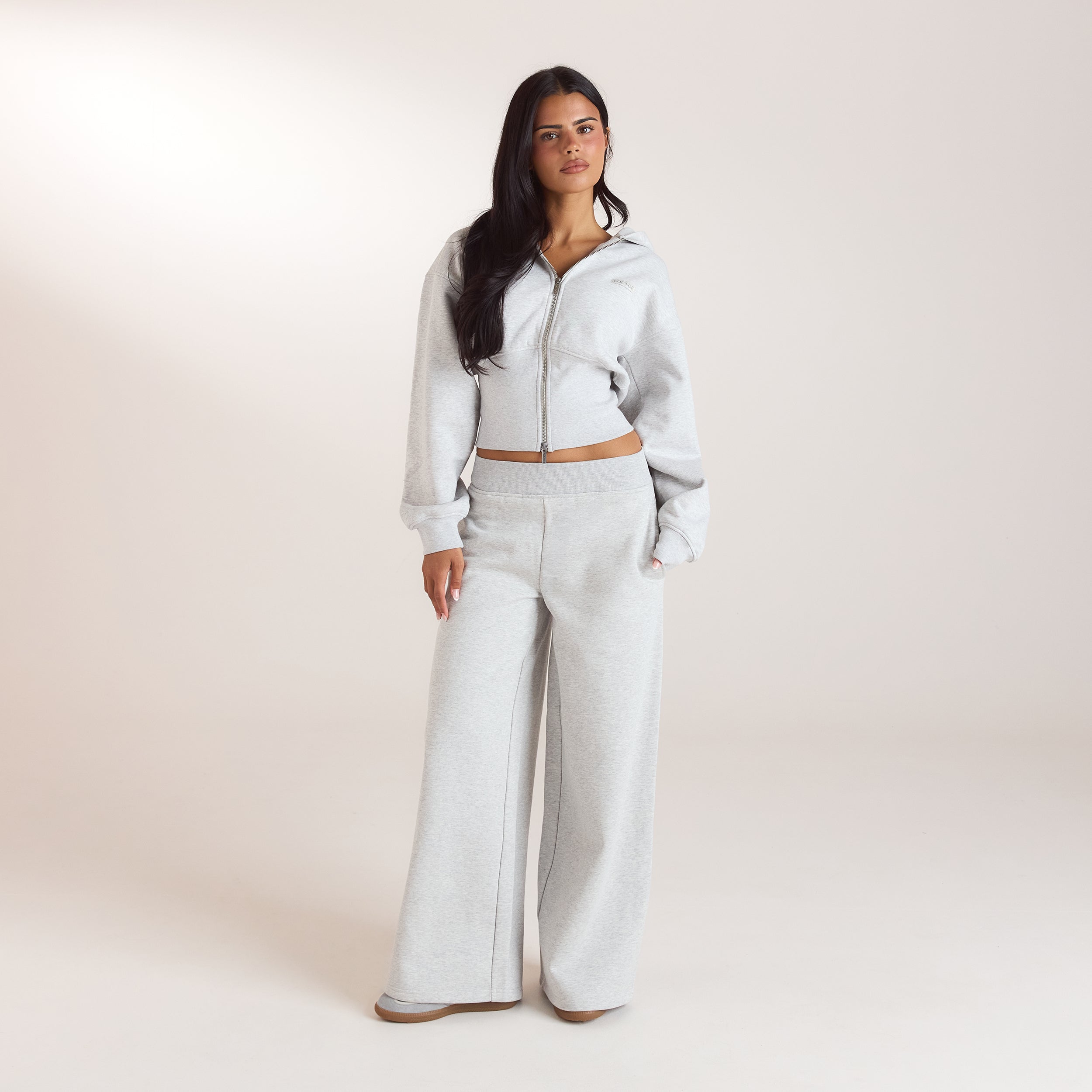 Fitted-Waist Zip-Up Hoodie | Fitted-Waist Zip-Up Hoodie - Grey