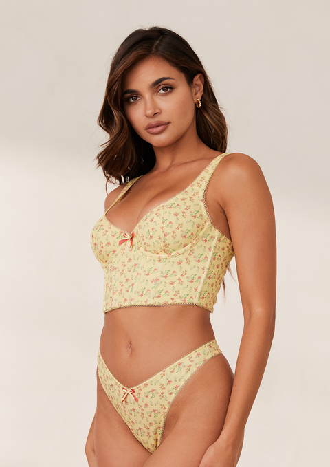Sweet Longline Bra - Lemon Floral – Lounge Underwear