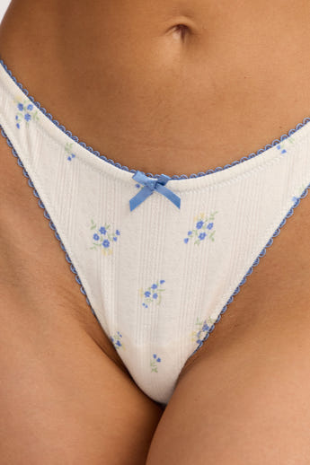 Pointelle Thong - Ditsy Floral Print alternate