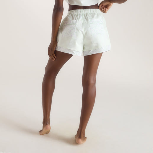 Bloom & Stripe Pyjama Shorts - Sage alternate