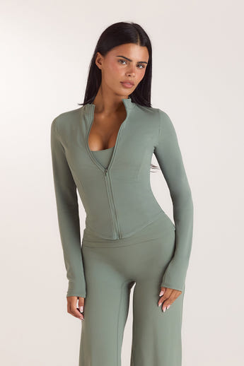 ContourSoft™ Cinch Zip-Up Jacket - Sage Green alternate