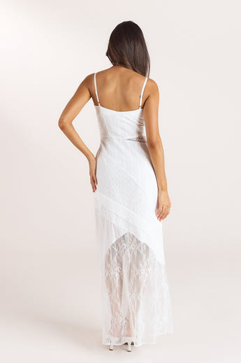 Broderie & Lace Maxi Dress - White alternate