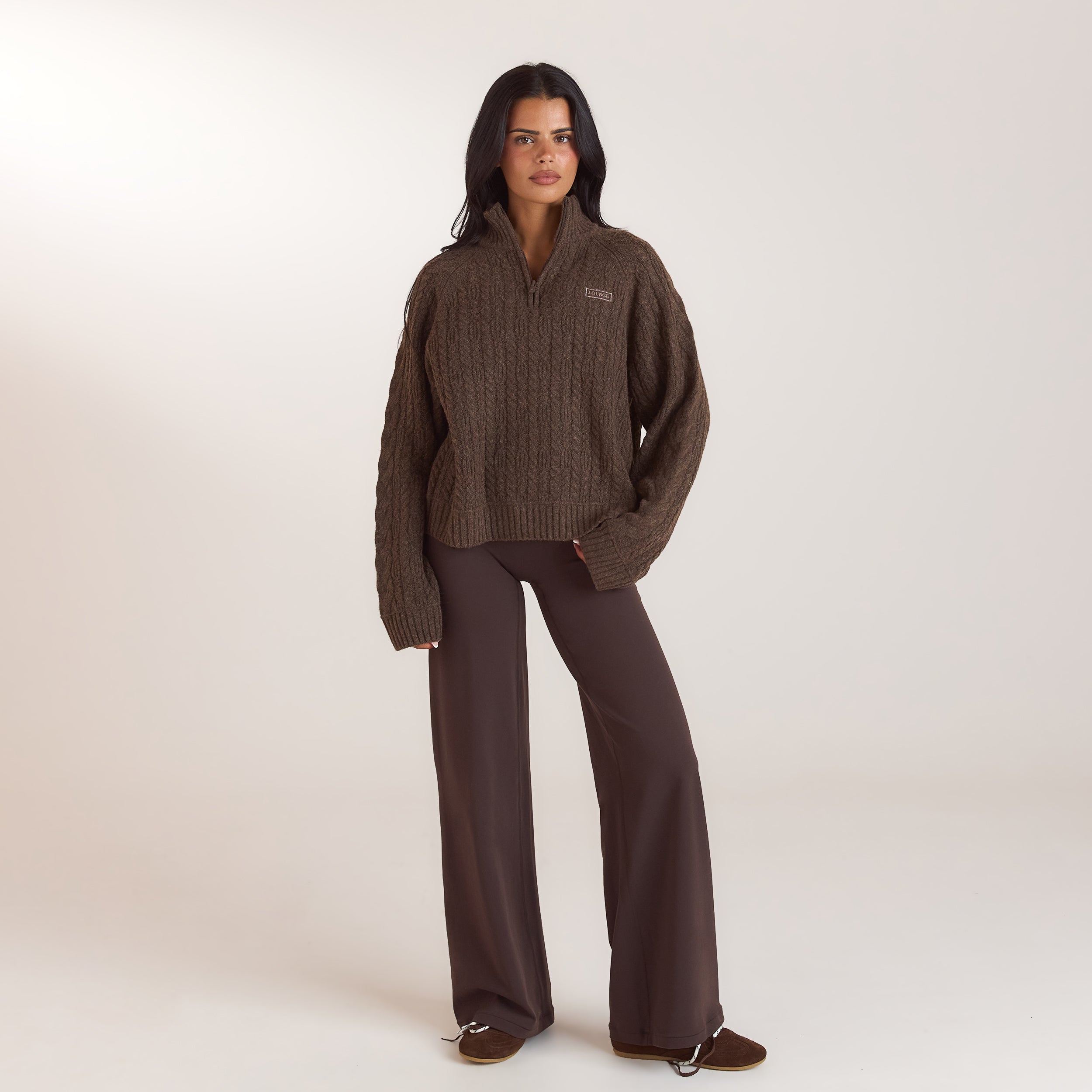 Braided Quarter-Zip Jumper | Braided Quarter-Zip Jumper - Taupe