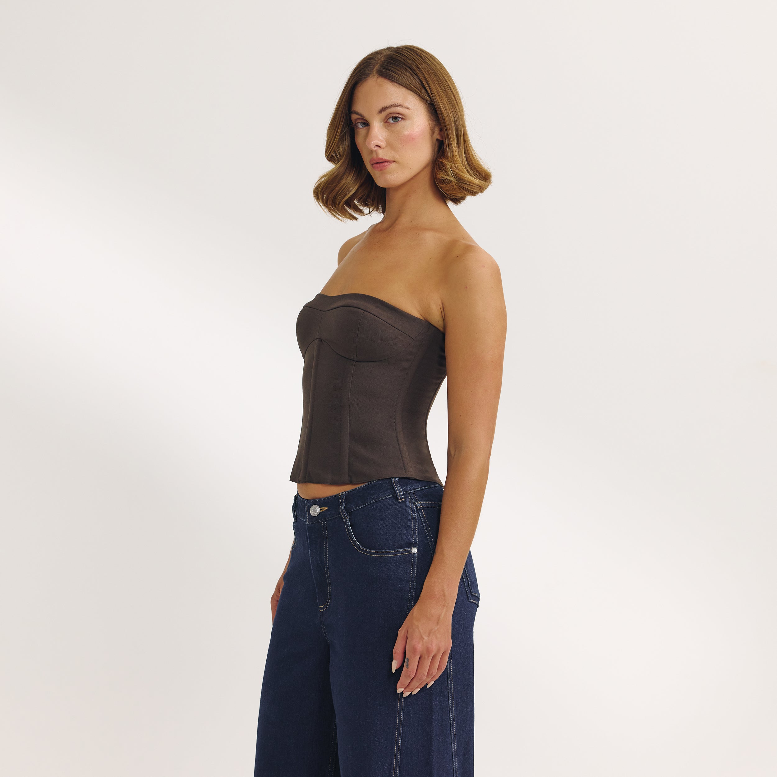 Bandeau Corset Top | Bandeau Corset Top - Dark Brown