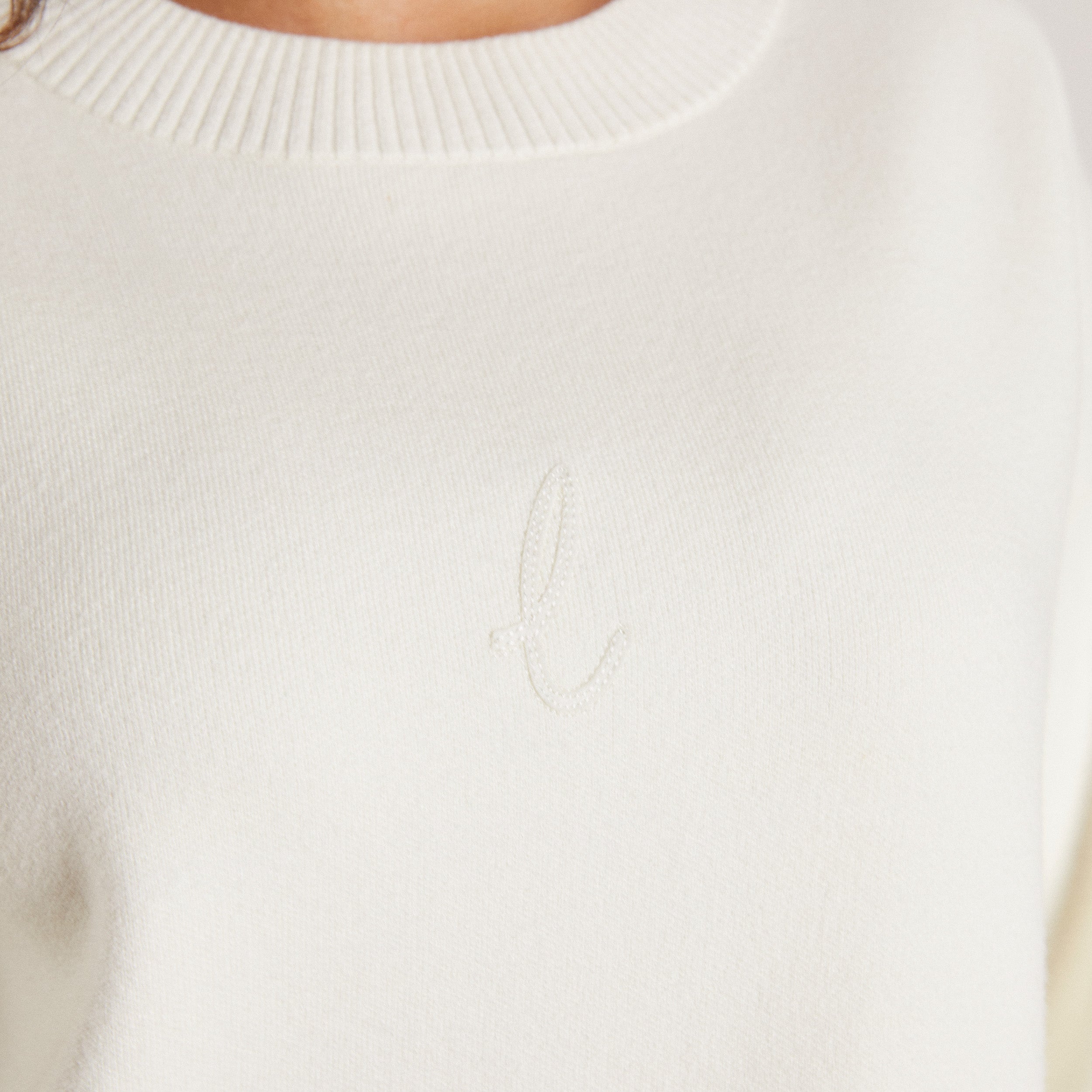 Knitted Crew Neck Jumper | Knitted Crew Neck Jumper - Creme