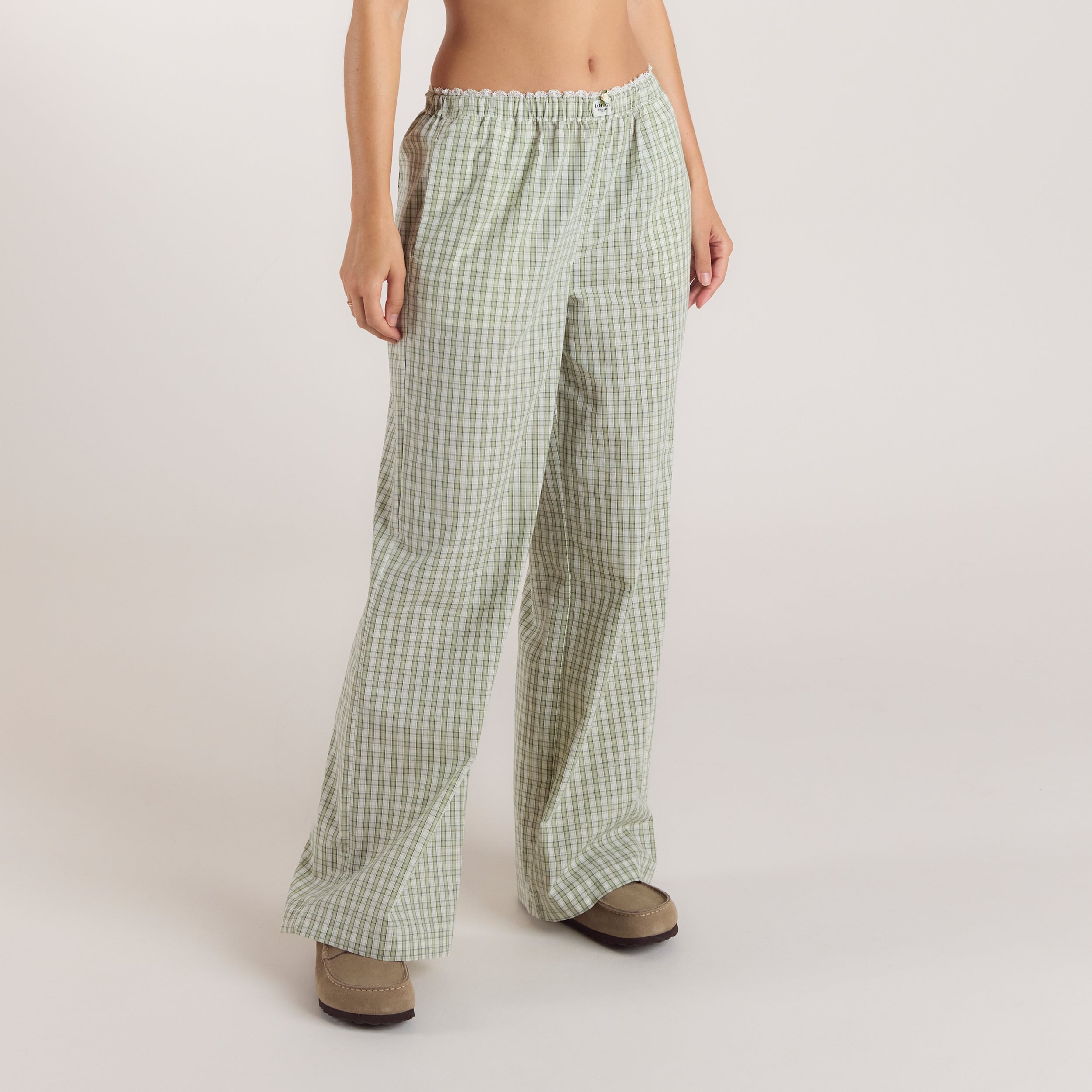 Check Cotton Trousers | Check Cotton Trousers - Green