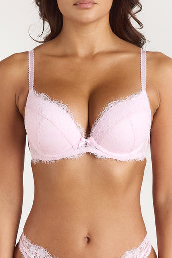 Lace High Push-Up Bra - Pink