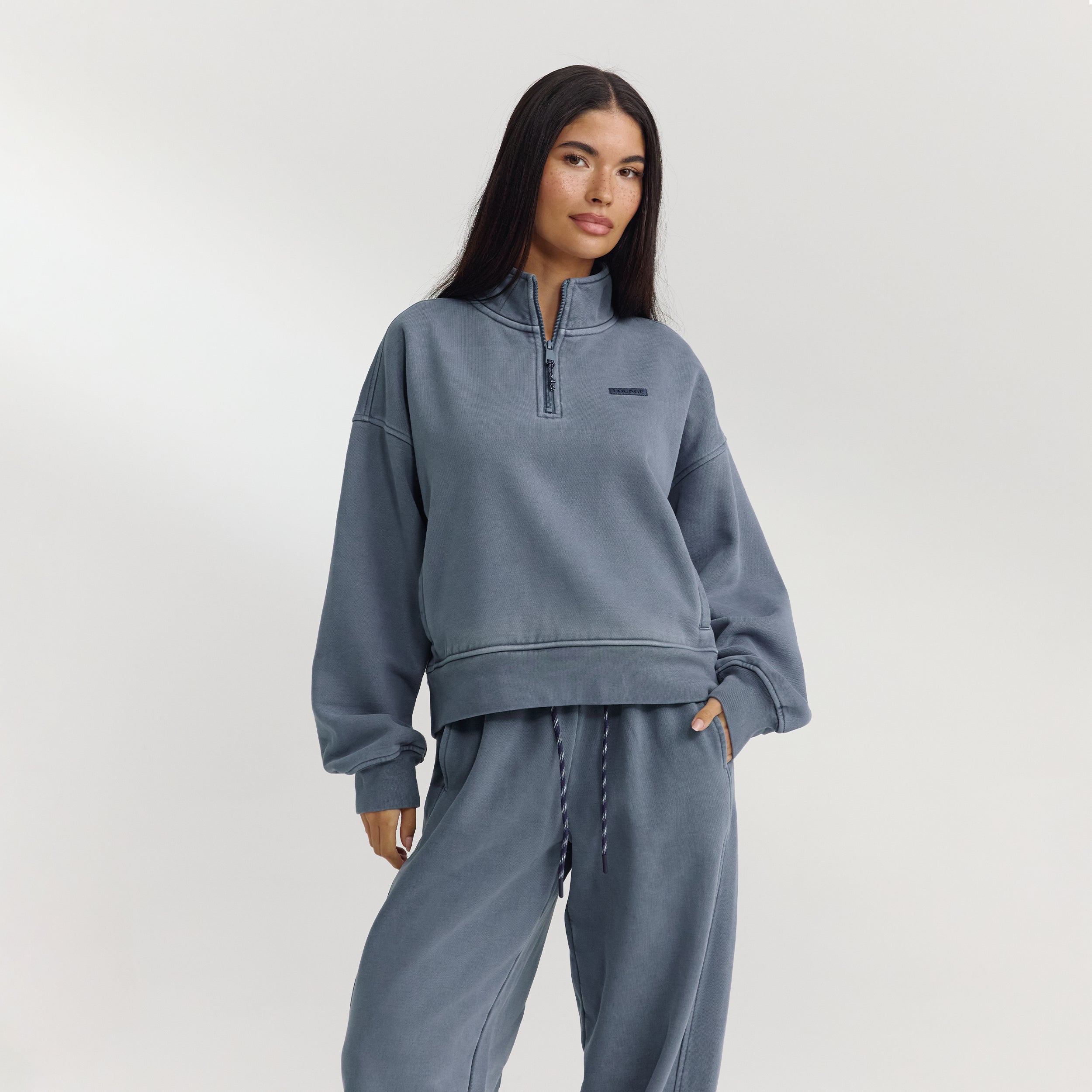 Quarter-Zip Jumper | Quarter-Zip Jumper - Washed Blue