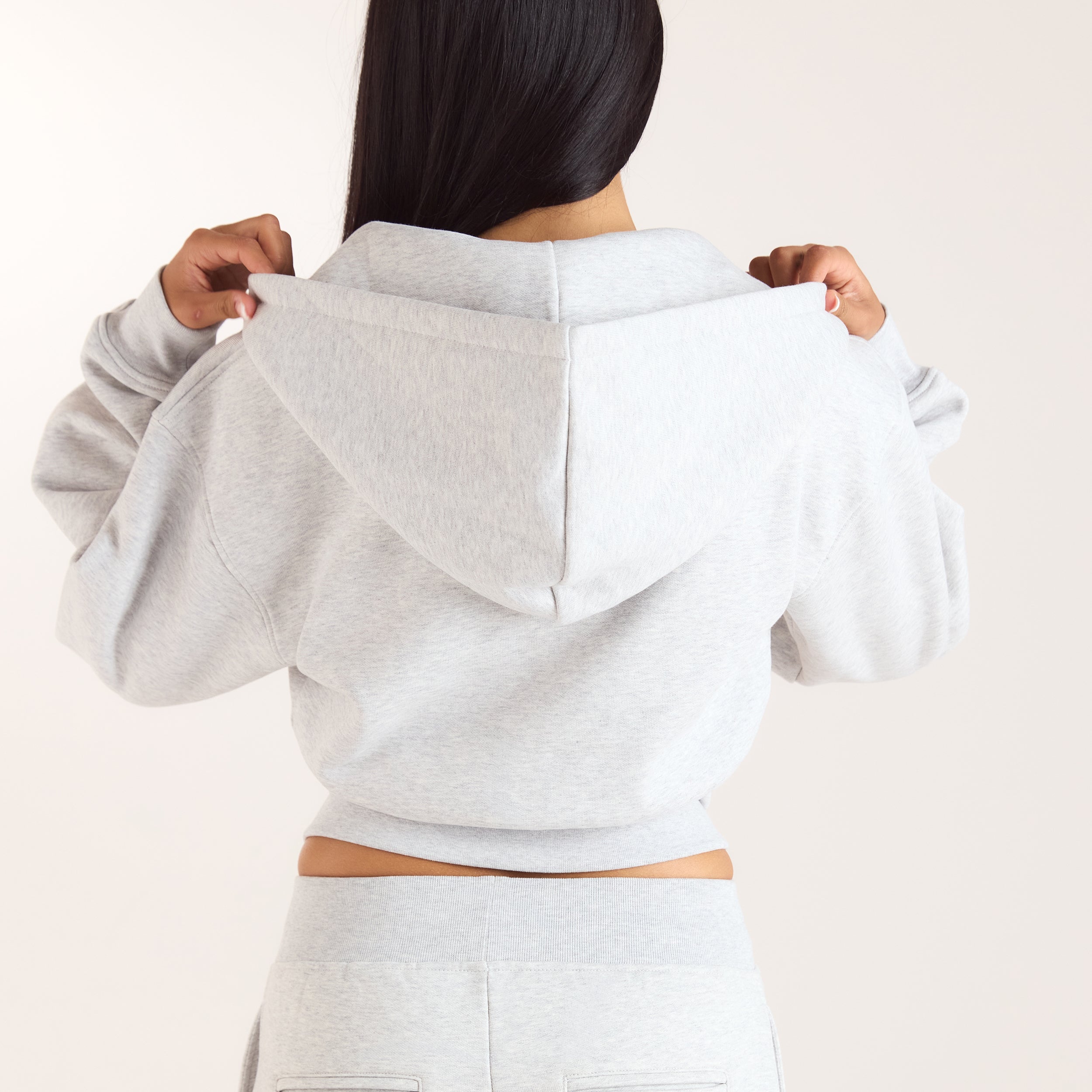 Fitted-Waist Zip-Up Hoodie | Fitted-Waist Zip-Up Hoodie - Grey