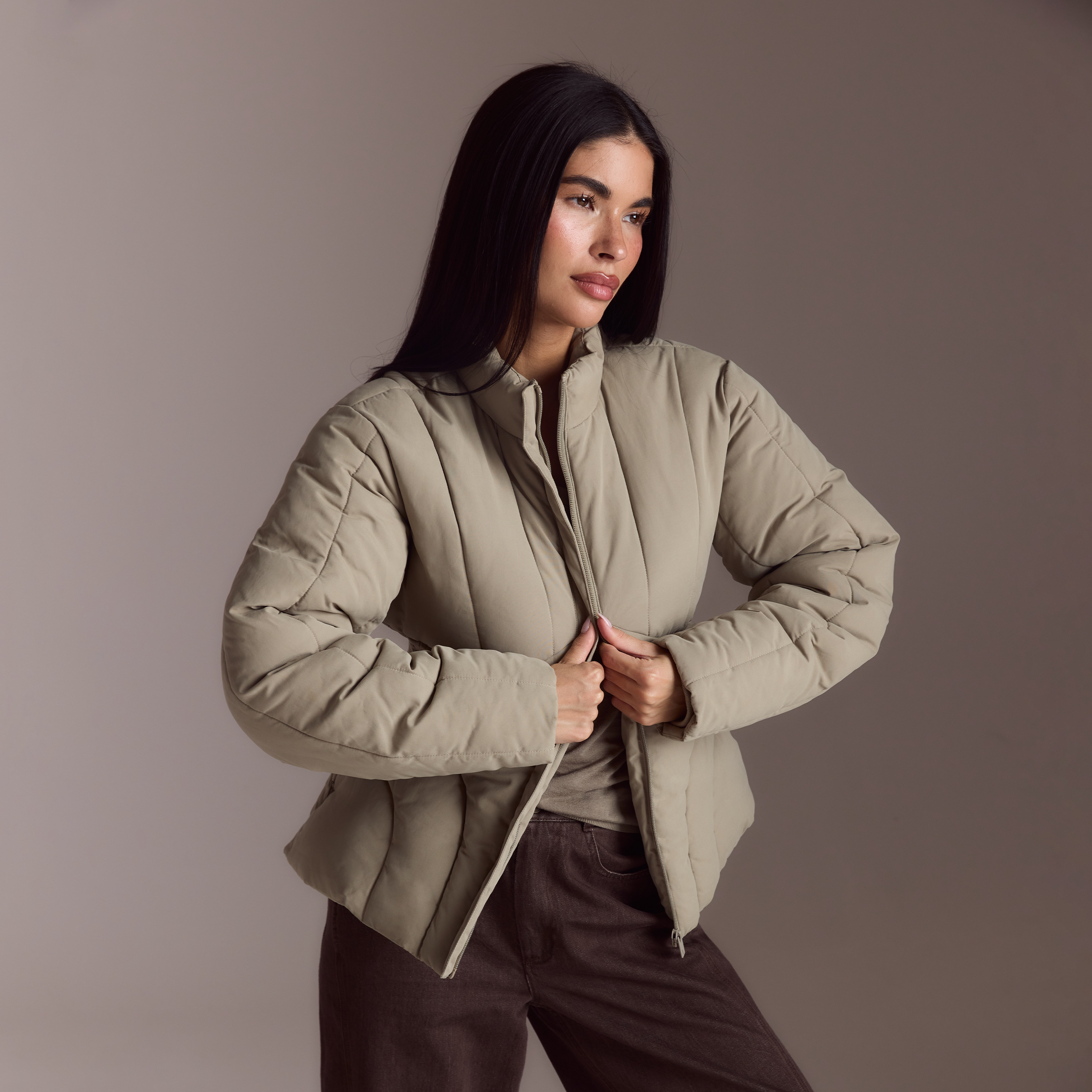 Cinched Puffer Coat | Cinched Puffer Coat - Thyme