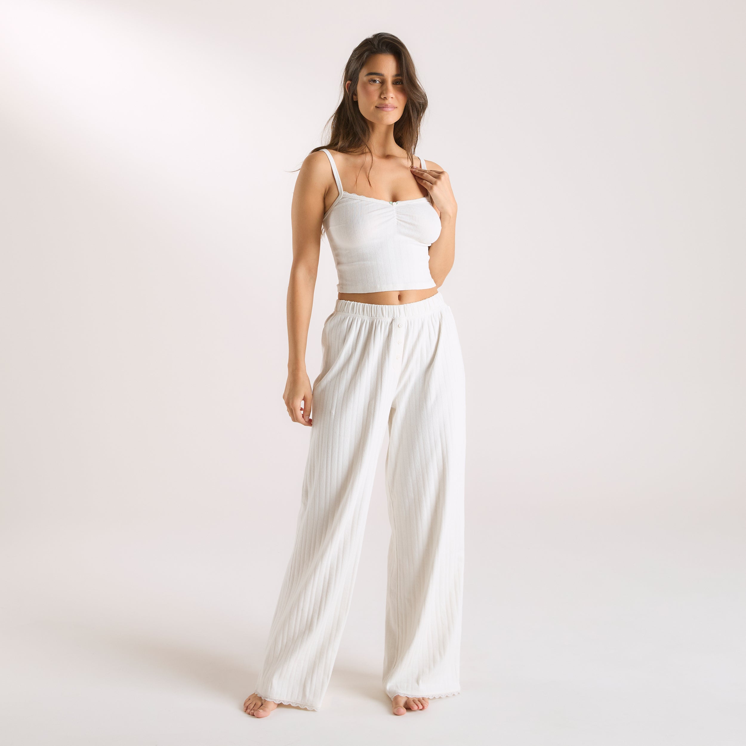 Pointelle Pyjama Bottoms | Pointelle Pyjama Bottoms - Cream
