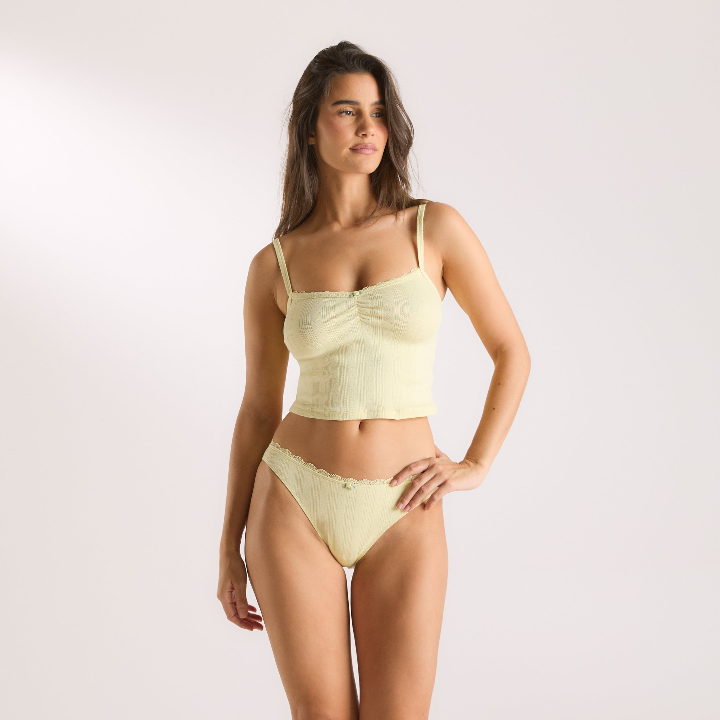 Pointelle Cami Pyjama Top | Pointelle Cami Pyjama Top - Buttercup Yellow