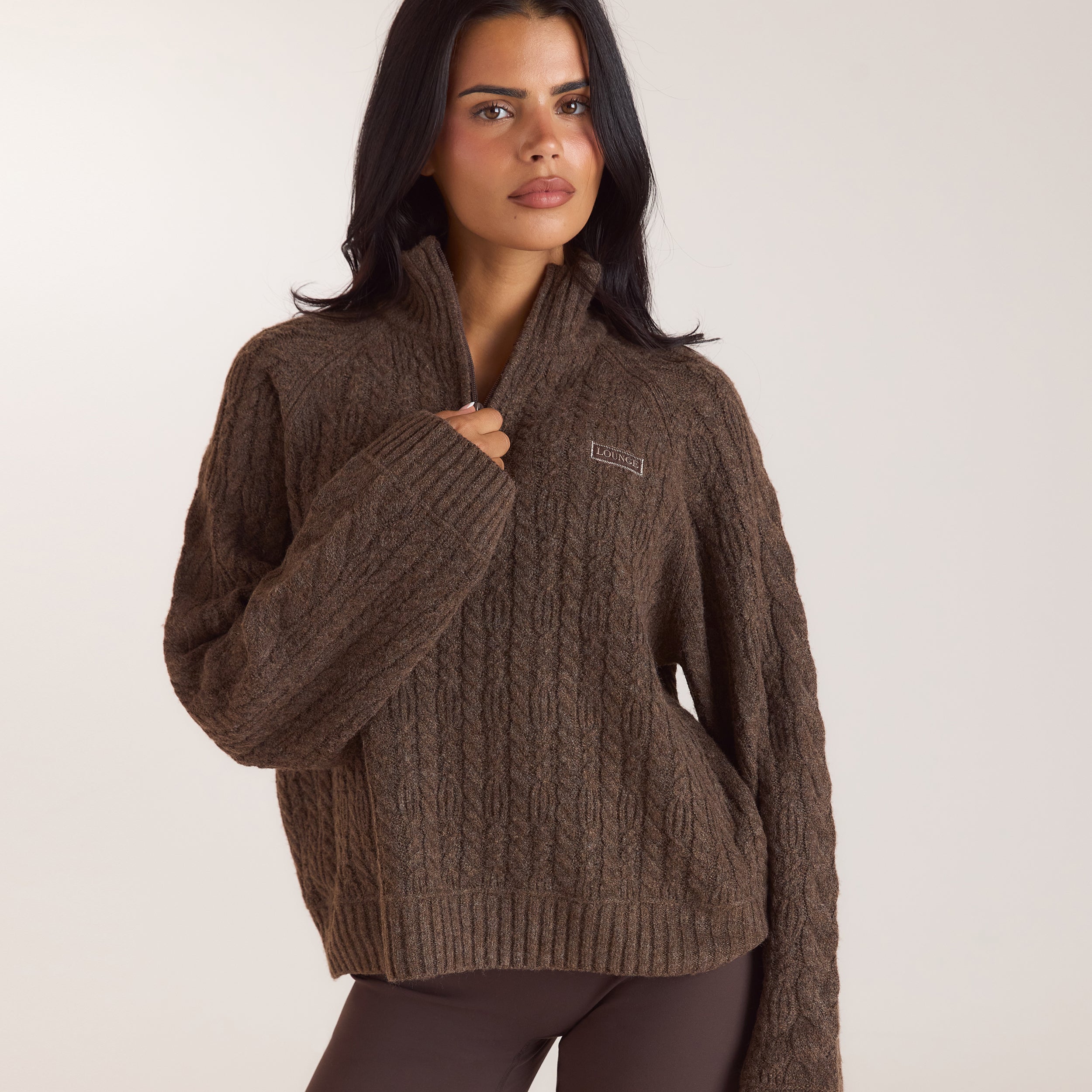 Braided Quarter-Zip Jumper | Braided Quarter-Zip Jumper - Taupe