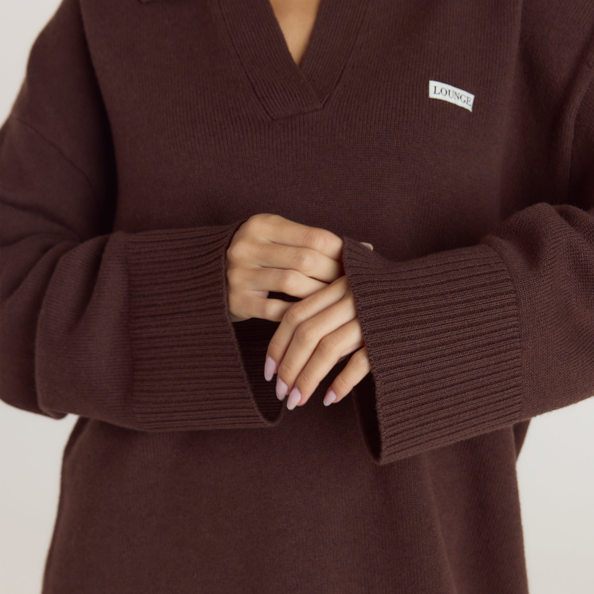 Half Placket Knitted Jumper | Half Placket Knitted Jumper - Chocolate