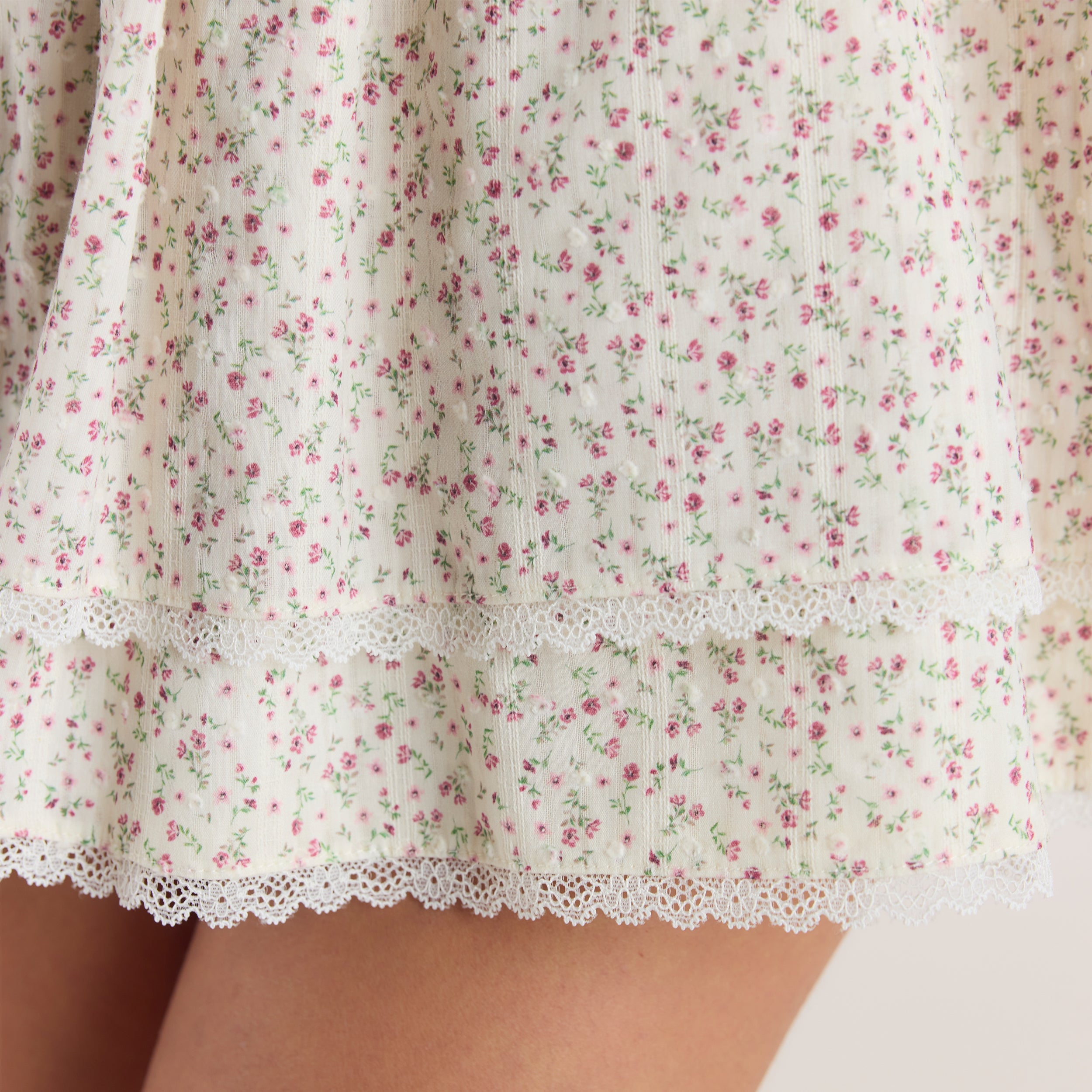 Double-Layered Skirt | Double-Layered Skirt - Cream Floral