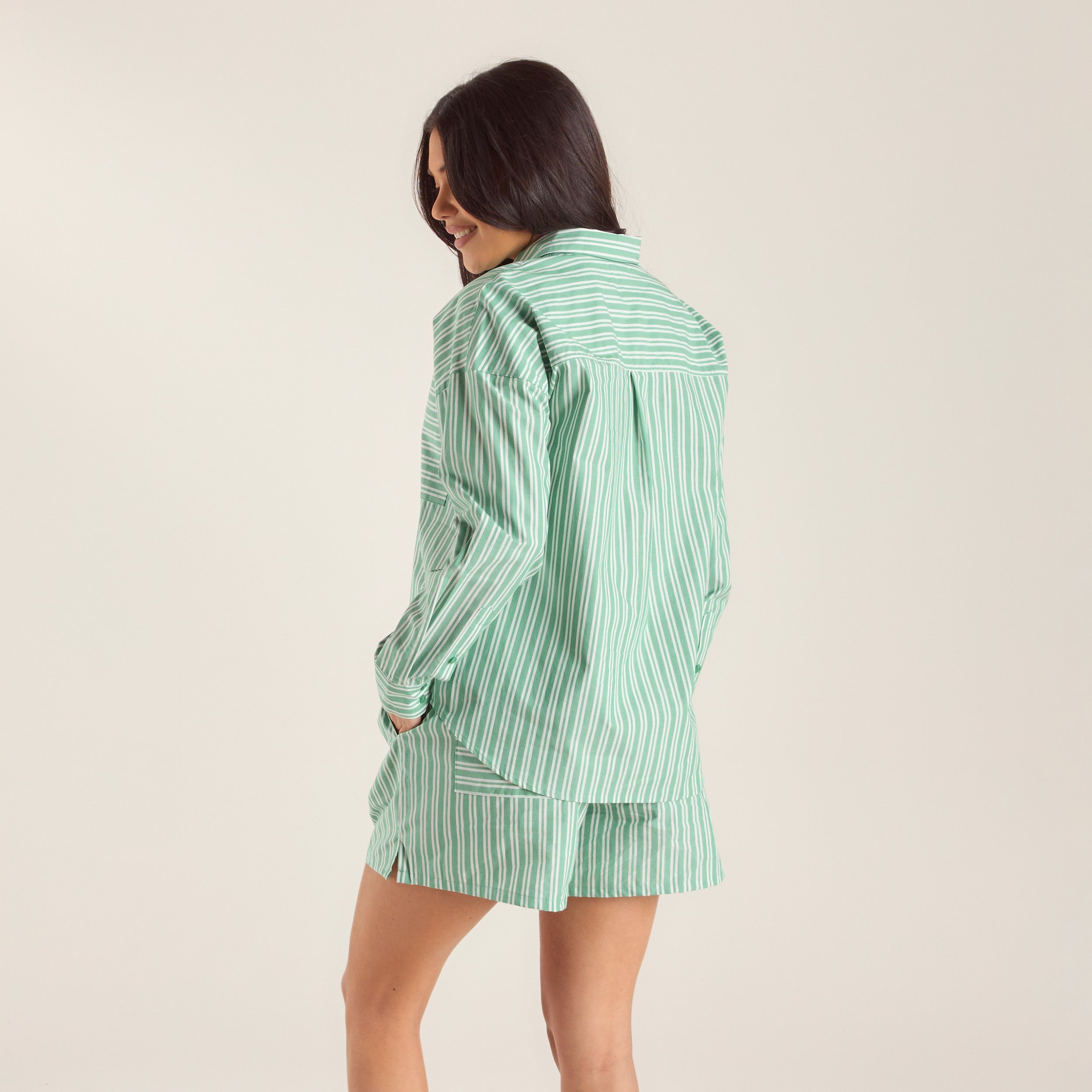 Oversized Pinstripe Shirt | Oversized Pinstripe Shirt - Green