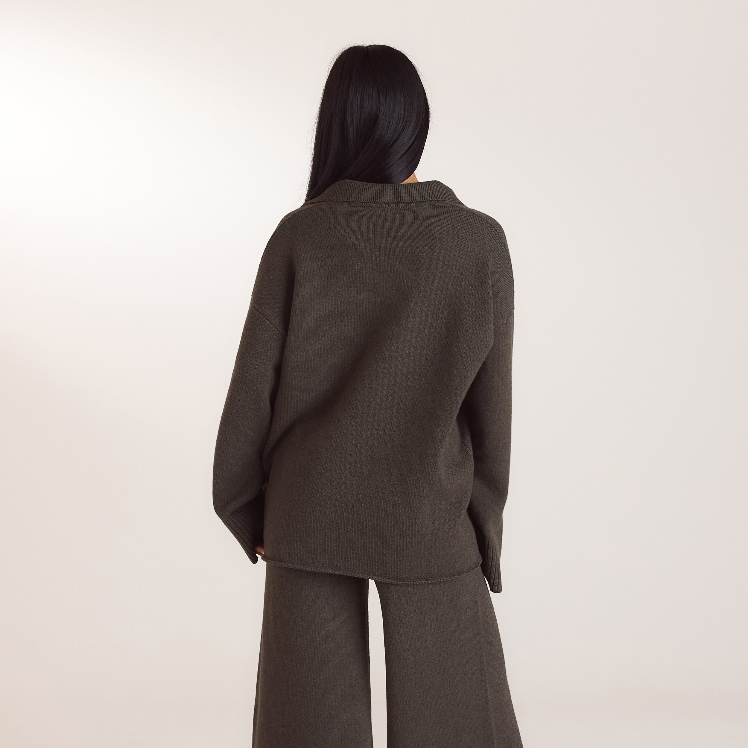 Half Placket Knitted Jumper | Half Placket Knitted Jumper - Moss Green