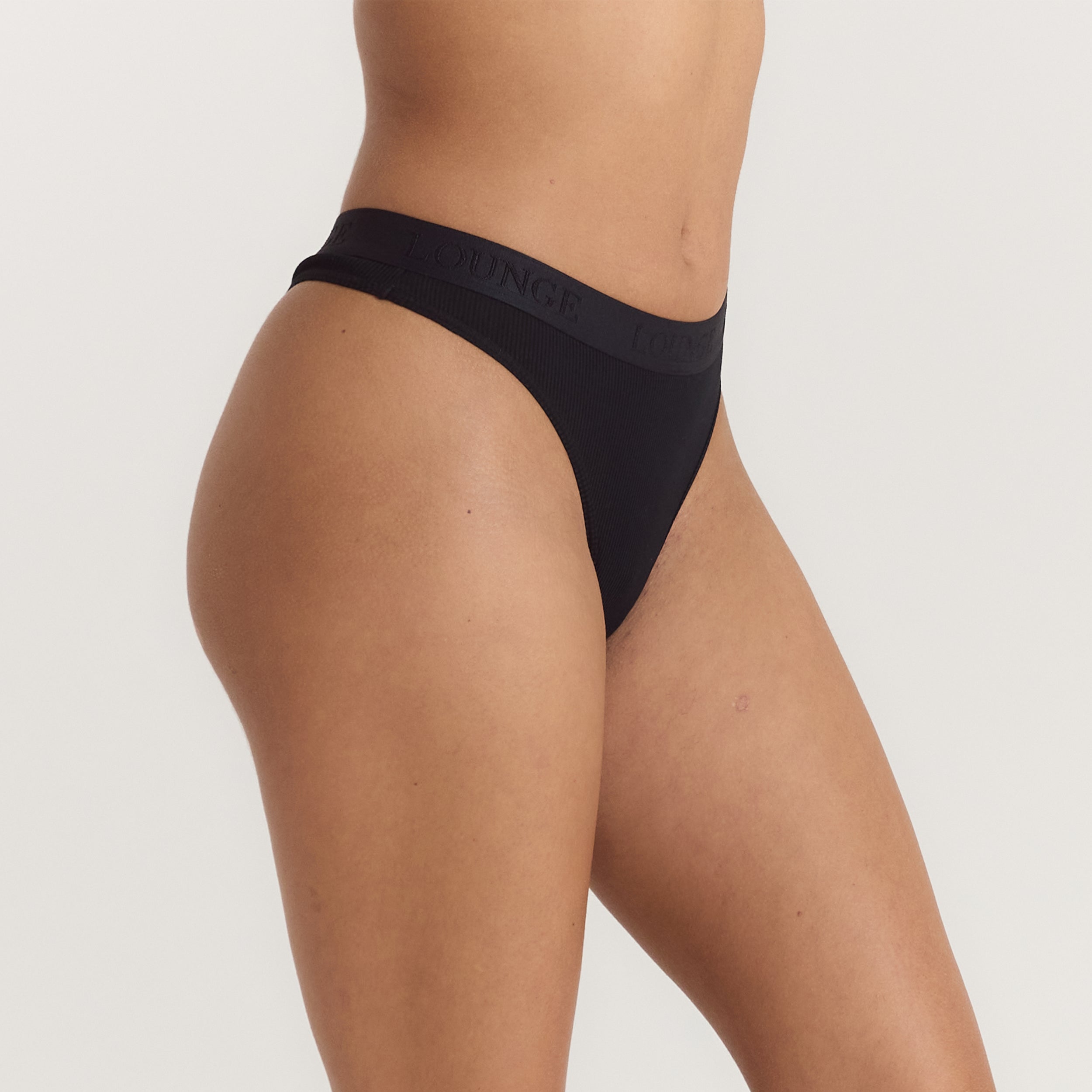 Soft Ribbed Thong | Soft Ribbed Thong - Black