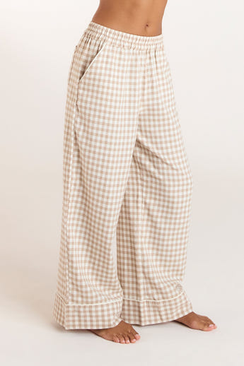 Gingham Pyjama Bottoms - Beige